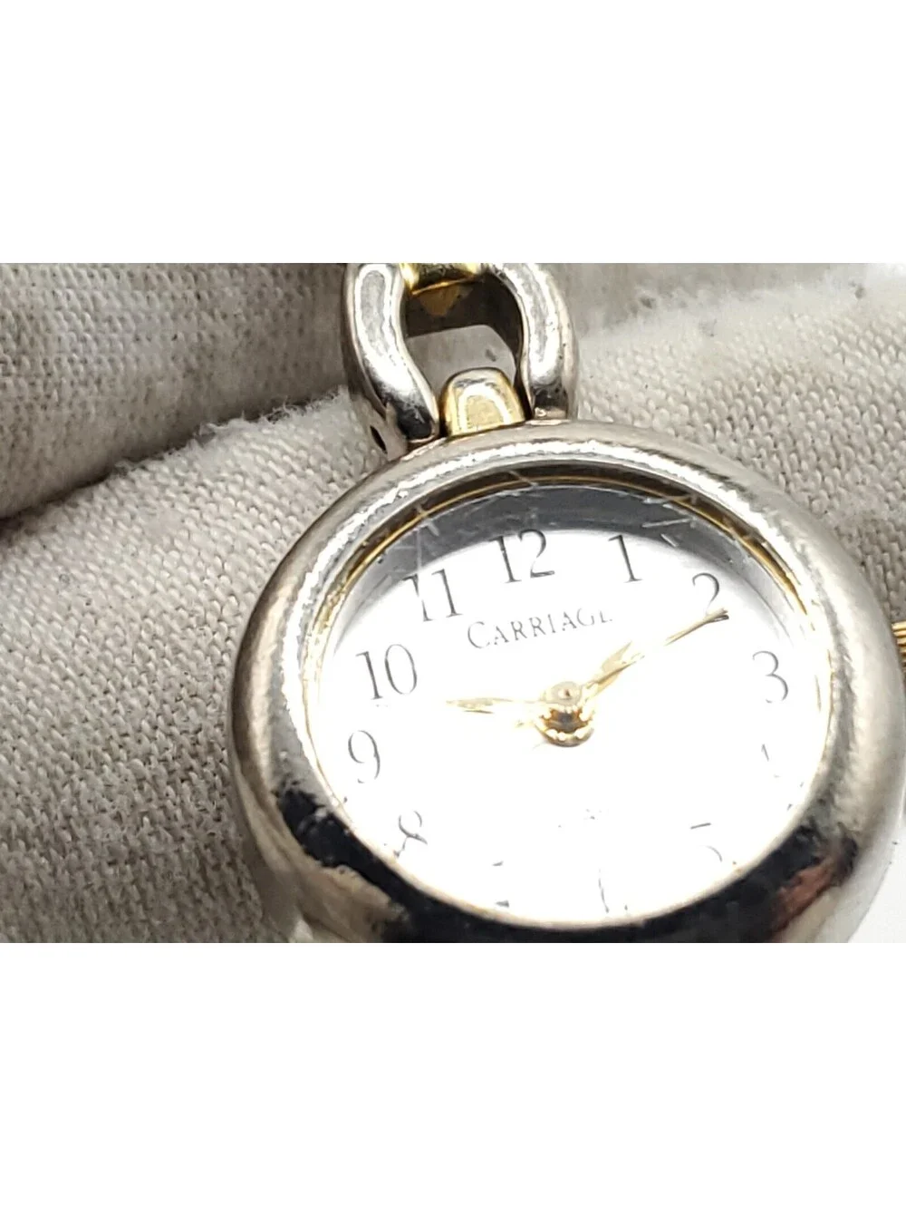 Carriage By Timex Womens Watch New Battery Two-Tone Silver Tone Dial 20mm